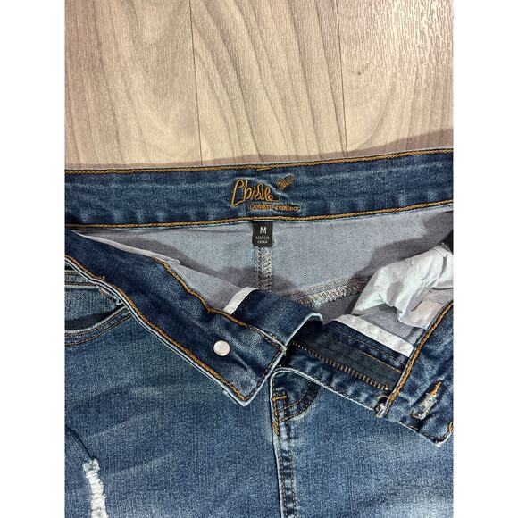 Chiqle Denim Architect Women’s Distressed Blue Denim Pencil Skirt Sz M - Picture 4 of 7